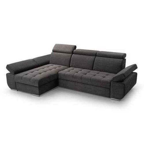 BEAUTYSOFA Ecksofa mit Schlaffunktion BIANCA, Ottomane Links, L-Form, Farbe: Graphit (Vogue16)