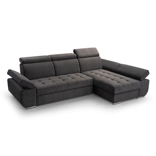 BEAUTYSOFA Ecksofa mit Schlaffunktion BIANCA, Ottomane Rechts, L-Form, Farbe: Graphit (Vogue16)
