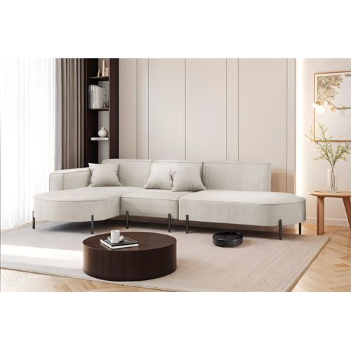 Ecksofa Designersofa VALENCIA in Stoff Scala Sand Ottomane Links
