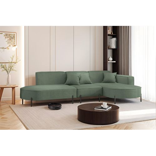 Ecksofa Designersofa VALENCIA in Stoff Scala Forest Ottomane Rechts