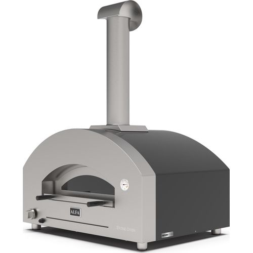Alfa Forni Gas Pizzaofen FUTURO 4 Pizze Silber-Schwarz FXFT-4P-GSB-DE