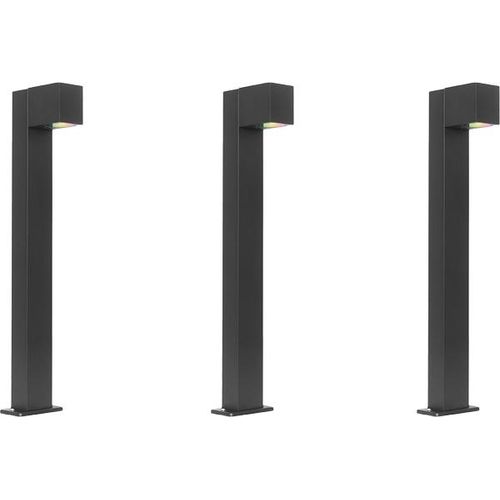 QAZQA - Modern 3er-Set smarte Außenstandleuchten schwarz 65cm IP44 - Baleno I Außenbeleuchtung - Aluminium Länglich - LED geeignet GU10