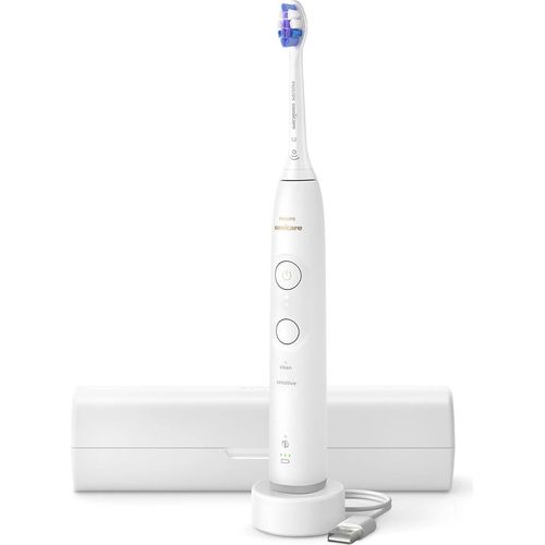 Philips 6100 HX7400/06 Wiederaufladbare Zahnbürste, Erwachsener, Schallzahnbürste, Tägliche Pflege, Sensibel, 62000 Bewegungen pro Minute, Weiß, 2 min, 4 x 30 sec
