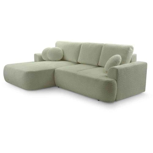 BEAUTYSOFA Ecksofa mit Schlaffunktion VENTO, Ottomane Links, L-Form, Farbe: Minze (Coral55)