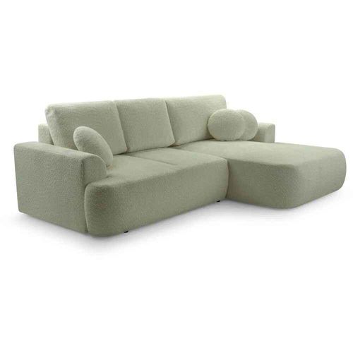 BEAUTYSOFA Ecksofa mit Schlaffunktion VENTO, Ottomane Rechts, L-Form, Farbe: Minze (Coral55)