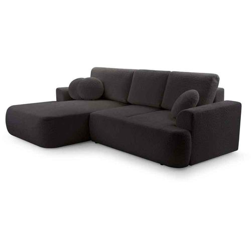 BEAUTYSOFA Ecksofa mit Schlaffunktion VENTO, Ottomane Links, L-Form, Farbe: Schwarz (Coral60)