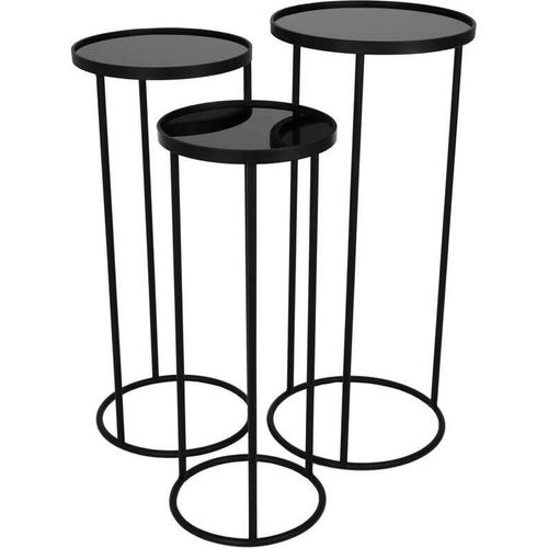 Tischset von 3 Rund - Schwarzes Metall - Ø33 x 75 cm
