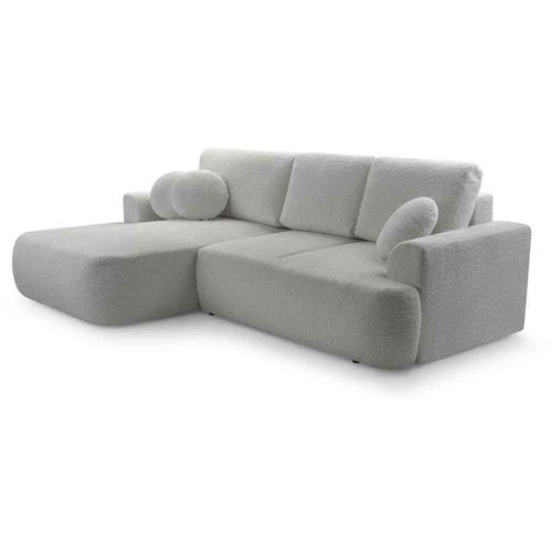 BEAUTYSOFA Ecksofa mit Schlaffunktion VENTO, Ottomane Links, L-Form, Farbe: Hellgrau (Coral75)