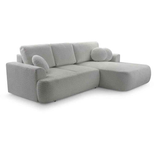 BEAUTYSOFA Ecksofa mit Schlaffunktion VENTO, Ottomane Rechts, L-Form, Farbe: Hellgrau (Coral75)