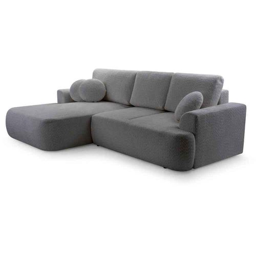 BEAUTYSOFA Ecksofa mit Schlaffunktion VENTO, Ottomane Links, L-Form, Farbe: Dunkelgrau (Coral80)