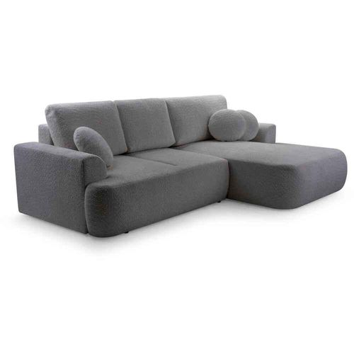 BEAUTYSOFA Ecksofa mit Schlaffunktion VENTO, Ottomane Rechts, L-Form, Farbe: Dunkelgrau (Coral80)