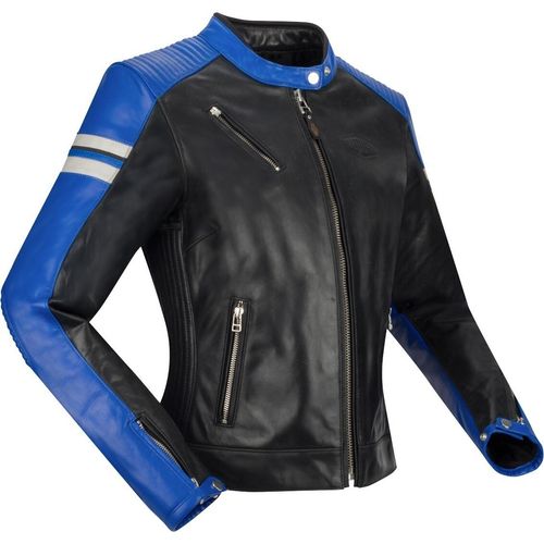 Segura Romeo Damen Motorrad Lederjacke, schwarz/blau/weiß, 40