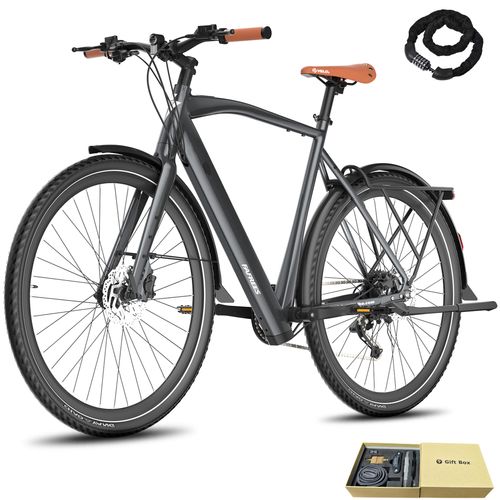 E-bike 28 Zoll Rostfreie Aluminiumlegierung bis zu 100 km Herrenfahrrad Wasserdicht IPX4 Pedelec mit 9 Gang, Grau