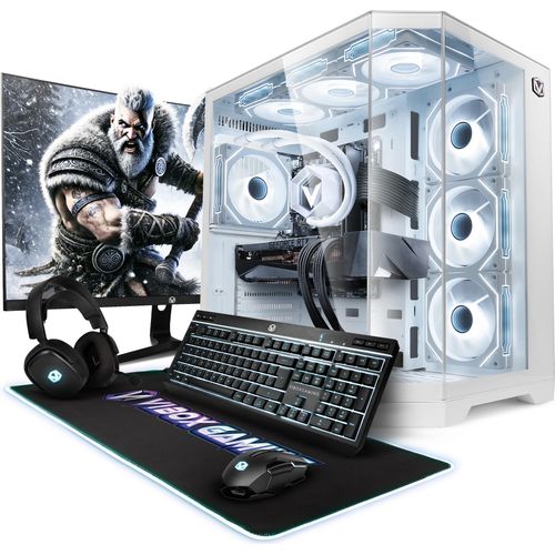 Vibox Gaming PC Set Komplett - Monitor 27 Zoll - Intel Core i9 12900KF 5,2GHz - RTX 5070 12GB - 32GB RAM - 1TB NVMe SSD - Windows 11 - WLAN - Weiß