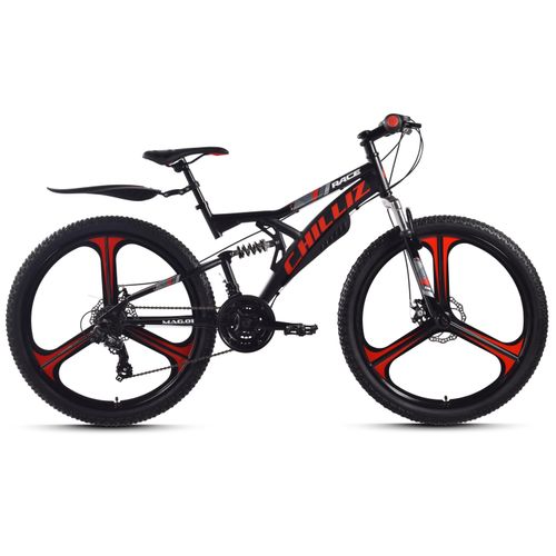 CHILLIZ Mountainbike Fully 26 Zoll MAG.01 schwarz-rot Rahmenhöhe 42 cm 21 Gänge Mag wheel mech. Scheibenbremse