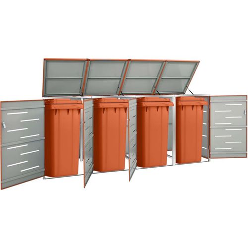 Edelstahl Mülltonnenbox verzinkte Paneelen bis 4 Tonnen Kapazität versch. Farben, Farbe:orange, Größe:276.5 x 77.5 x 115.5 cm