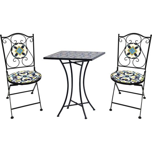 Mosaik Sitzgarnitur Set 3-teilig Sitzgruppe Gartenmöbel Tisch Stühle