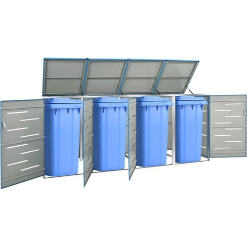 Edelstahl Mülltonnenbox verzinkte Paneelen bis 4 Tonnen Kapazität versch. Farben, Farbe:blau, Größe:276.5 x 77.5 x 115.5 cm