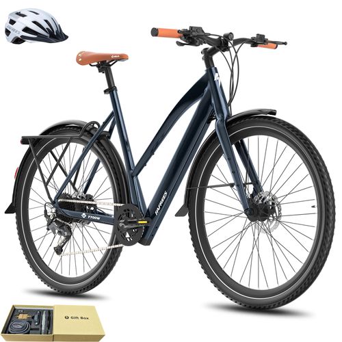 Elektrofahrrad MTB 28 Zoll 175 - 210 cm Rostfreie Aluminiumlegierung bis zu 100 km Wasserdicht IPX4 Pedelec mit 9 Gang, Blau