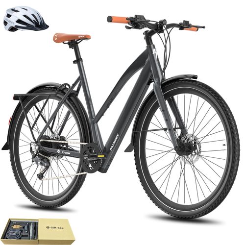 Elektrofahrrad MTB 28 Zoll 175 - 210 cm Rostfreie Aluminiumlegierung bis zu 100 km Wasserdicht IPX4 Pedelec mit 9 Gang, Grau