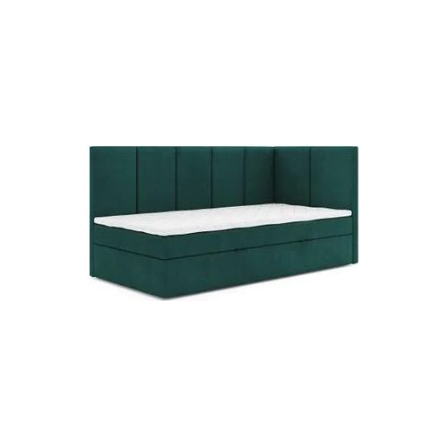 Jugendbett, Eckbett ERIS MAX, Boxspringbett, Federkern VISCO Topper (90x200 cm, Grün - Swing 08, Öffnungsseite RECHTE)