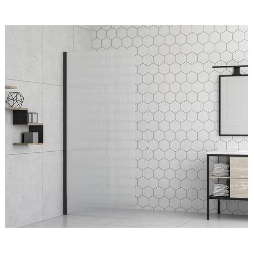 form&style Walk In MODENA 100 x 195 cm Profil schwarz matt Glasdekor Industrie Design schmutzabweisende Glasbeschichtung