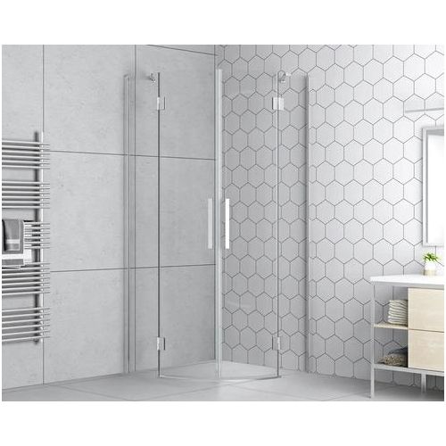 form&style Runddusche ROMALLO 90 x 90 x 195 cm Profil chrom Klarglas schmutzabweisende Glasbeschichtung