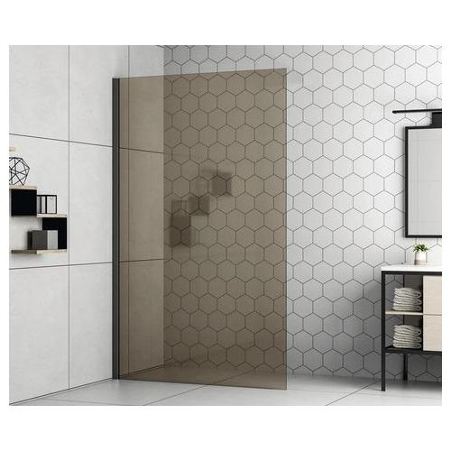 form&style Walk In MODENA 120 x 195 cm Profil schwarz matt Glasdekor Braun schmutzabweisende Glasbeschichtung