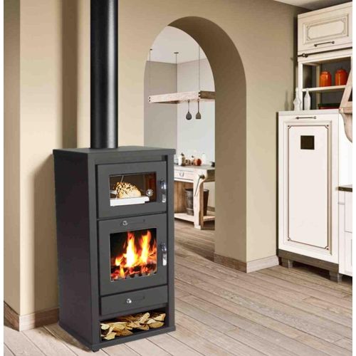 Kaminofen 11.3 kW Backfach + Herdplatte Kachelofen Heizofen Holzofen EEK A 56314