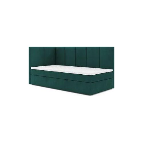 Jugendbett, Eckbett ERIS MAX, Boxspringbett, Federkern VISCO Topper (80x200 cm, Grün - Swing 08, Öffnungsseite LINKS)