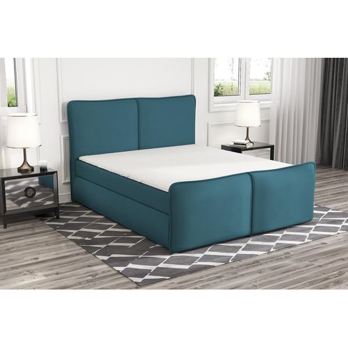 Boxspringbett BERIS 180 x 200 mit 2 Bettkästen, Bonell-Matratze und Topper. Farbe: Blau