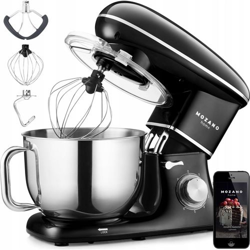 Küchenmaschine Planetenmixer Schüssel 6.2L Leistungsstark 3 Rührwerke + Rezepte