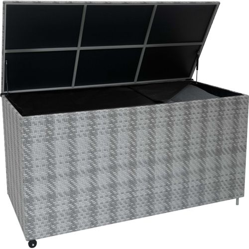 Rattan Garten-Aufbewahrungsbox Grau – Kissenbox 700L für Terrasse