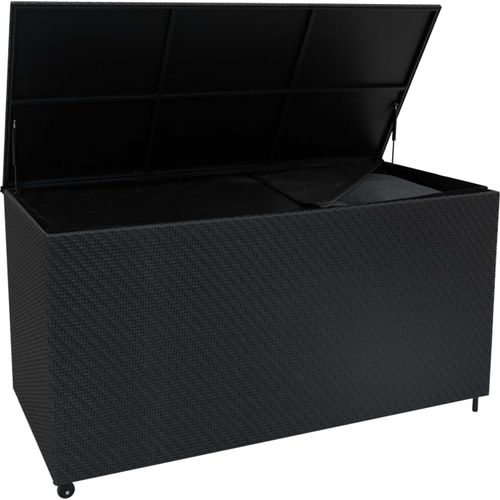 Rattan Garten-Aufbewahrungsbox Schwarz – Kissenbox 700L für Terrasse