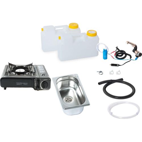 12V Camping Miniküche Wohnmobil Bausatz Spüle 265x160x100 mm Barwig + Gaskocher