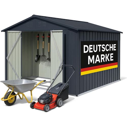 Albatros Profi Gerätehaus XXL – verzinktes Metall in Anthrazit (RAL 7016) | 259x313x192cm, 15,5m³ | Inkl. Schloss & Werkzeughaken | wetterfest