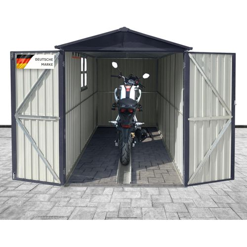 Albatros Premium Motorradgarage – verzinktes Metall in Anthrazit (RAL 7016) | 169x296x191cm | Motorrad Unterstellplatz | wetterfest