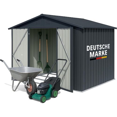 Albatros Profi Gerätehaus XL – verzinktes Metall in Anthrazit (RAL 7016) | 259x189x192cm, 9,4m³ | Inkl. Schloss & Werkzeughaken | wetterfest