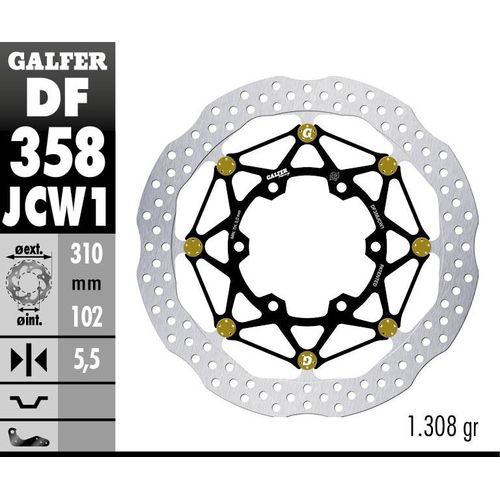 Bremsscheibe Galfer DF358JCW1G03 WAVE® FLOATECH schwimmend Racing vorne 310x5,5mm (2 benötigt) für Suzuki GSX-R 600 - 1000 ccm Bj. 2008 - 2021
