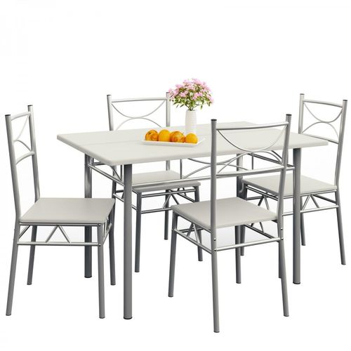 Essgruppe PAUL, 5-teilig, samtweiß
