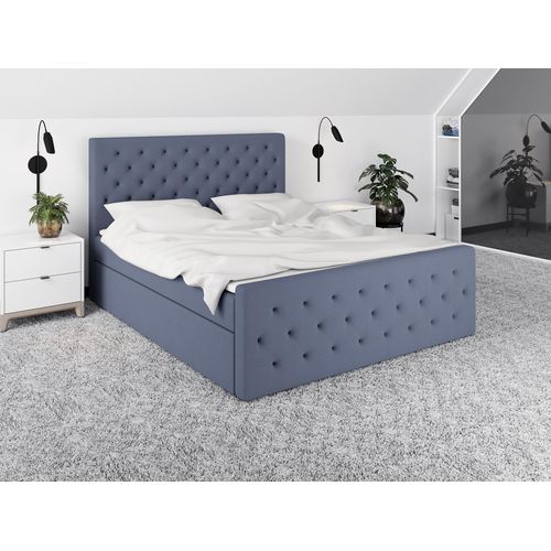 Boxspringbett LULI 120 x 200 mit 2 Bettkästen, Bonell-Matratze und Topper. Farbe: Grau