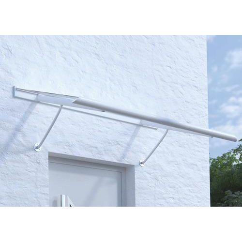 ARON Vordach Pultform Paris VSG 200x95 cm weiß inkl. Konsole R und Regenrinne beidseitig
