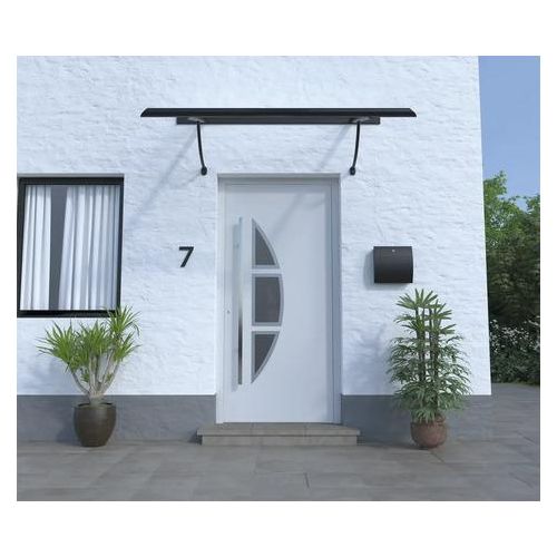 ARON Vordach Pultform Paris VSG 200x95 cm anthrazit inkl. Konsole R und Regenrinne beidseitig