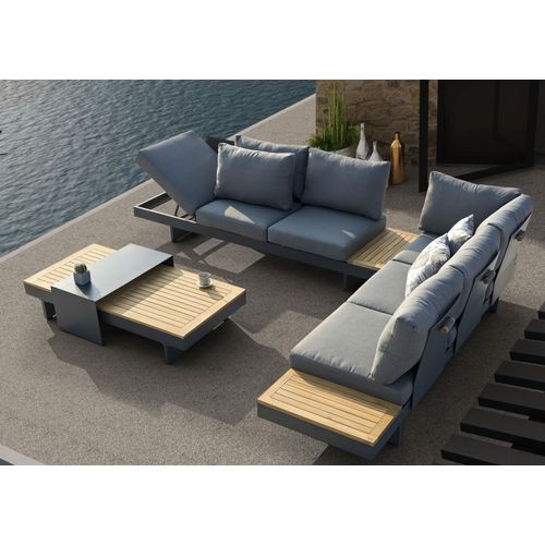 Gartenlounge-Set ></noscript>Barbados< (4er-Set) 2x Liege 245x70x71cm, 2x Tisch 140x28x70cm / 80x36x40cm