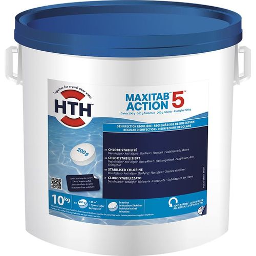 HTH MaxiTab Action 5 - 10 kg Chlor Multifunktion 200g Tabletten langsam löslich