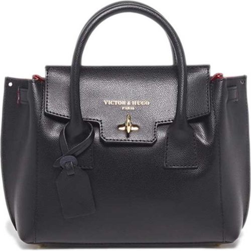 Klassische schwarze Damenhandtasche aus Leder von Victor & Hugo