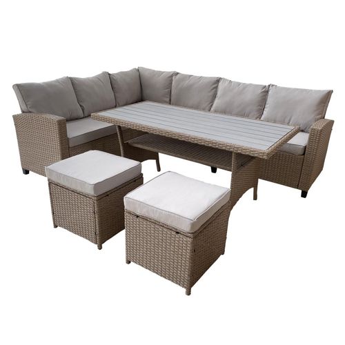 Gartenmöbelset aus Technorattan, MANILA mit großer Ecke, braun, Rattan, 8-sitziges Gartenset