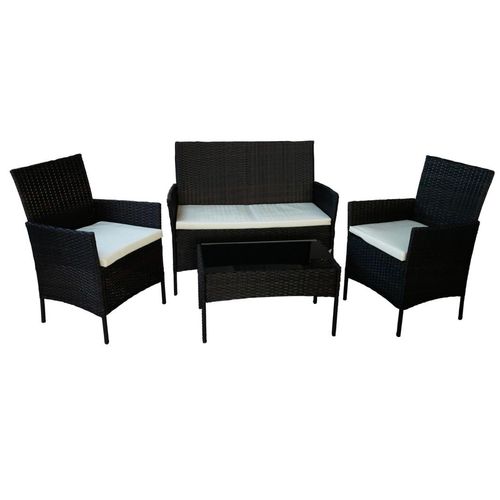 MURCIA technorattan Gartenmöbel Set, Rattanmöbel, 4-Sitzer Set schwarz, für Garten, Balkon