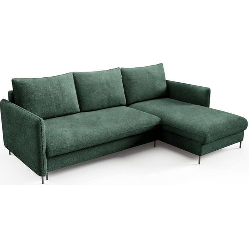 Ecksofa Bella Boucle dunkelgrün mit Schlaffunktion - Stoff Abramio 9