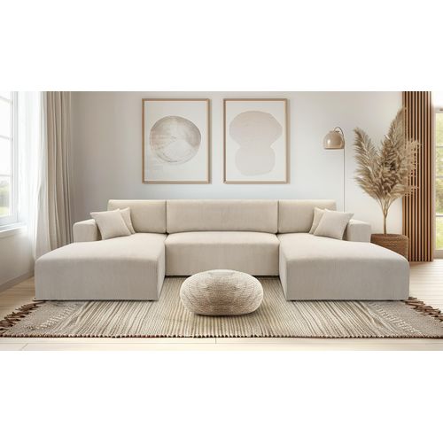 Wohnlandschaft PULA-U Cord Schlafsofa, Bettkasten